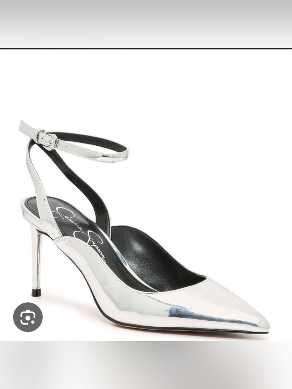Jessica Simpson Silver Pointed-Toe Ankle-Strap Pump by (unknown)